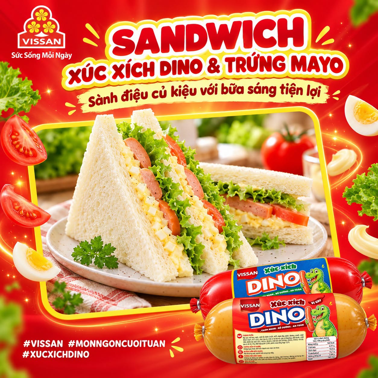 SANDWICH XÚC XÍCH DINO & TRỨNG MAYO