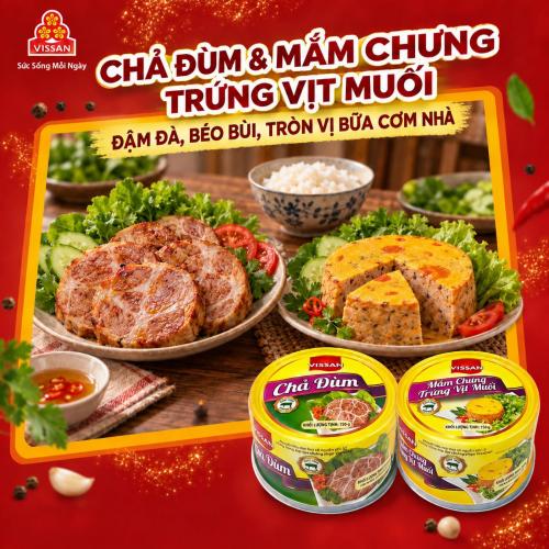 CHẢ ĐÙM ÁP CHẢO ĂN KÈM MẮM CHƯNG TRỨNG VỊT MUỐI